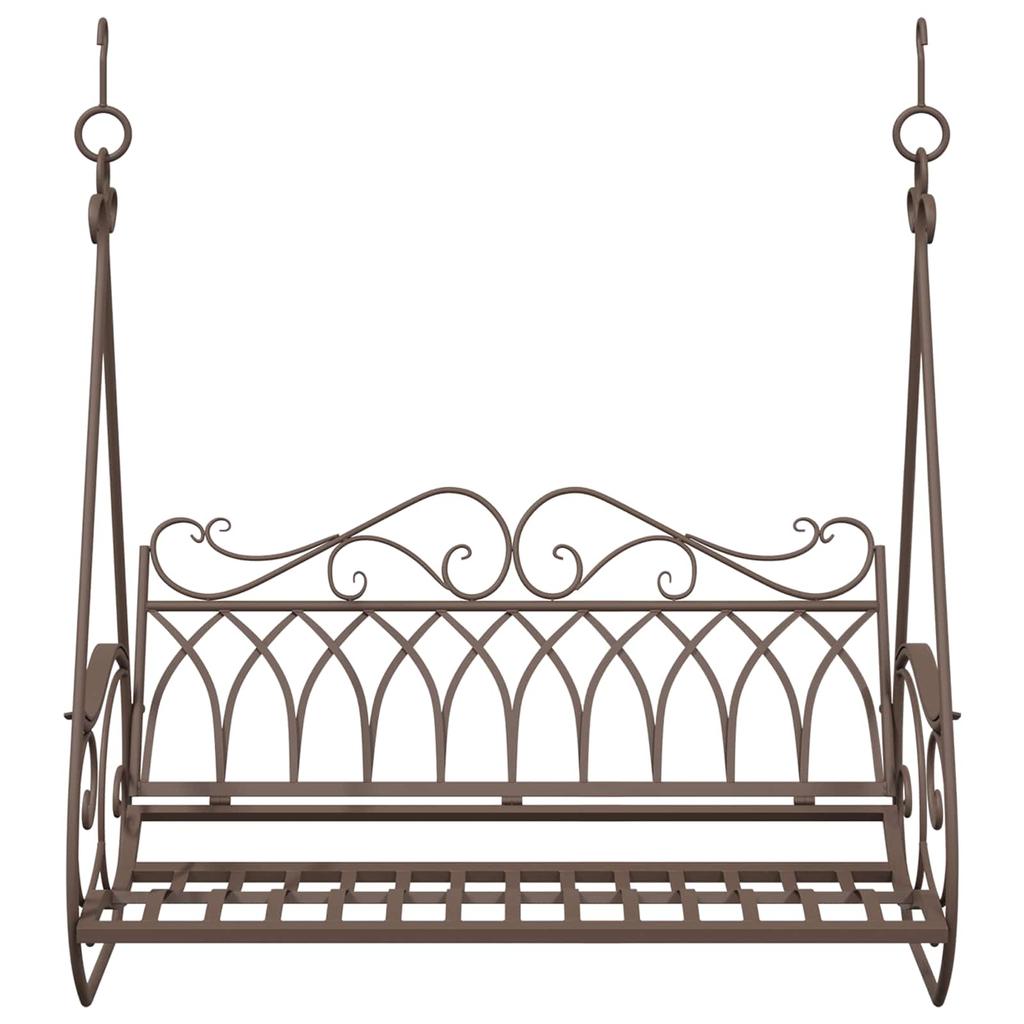 Panca da Giardino Sospesa in Acciaio 112 x 60 x 126,5 cm Marrone Antico