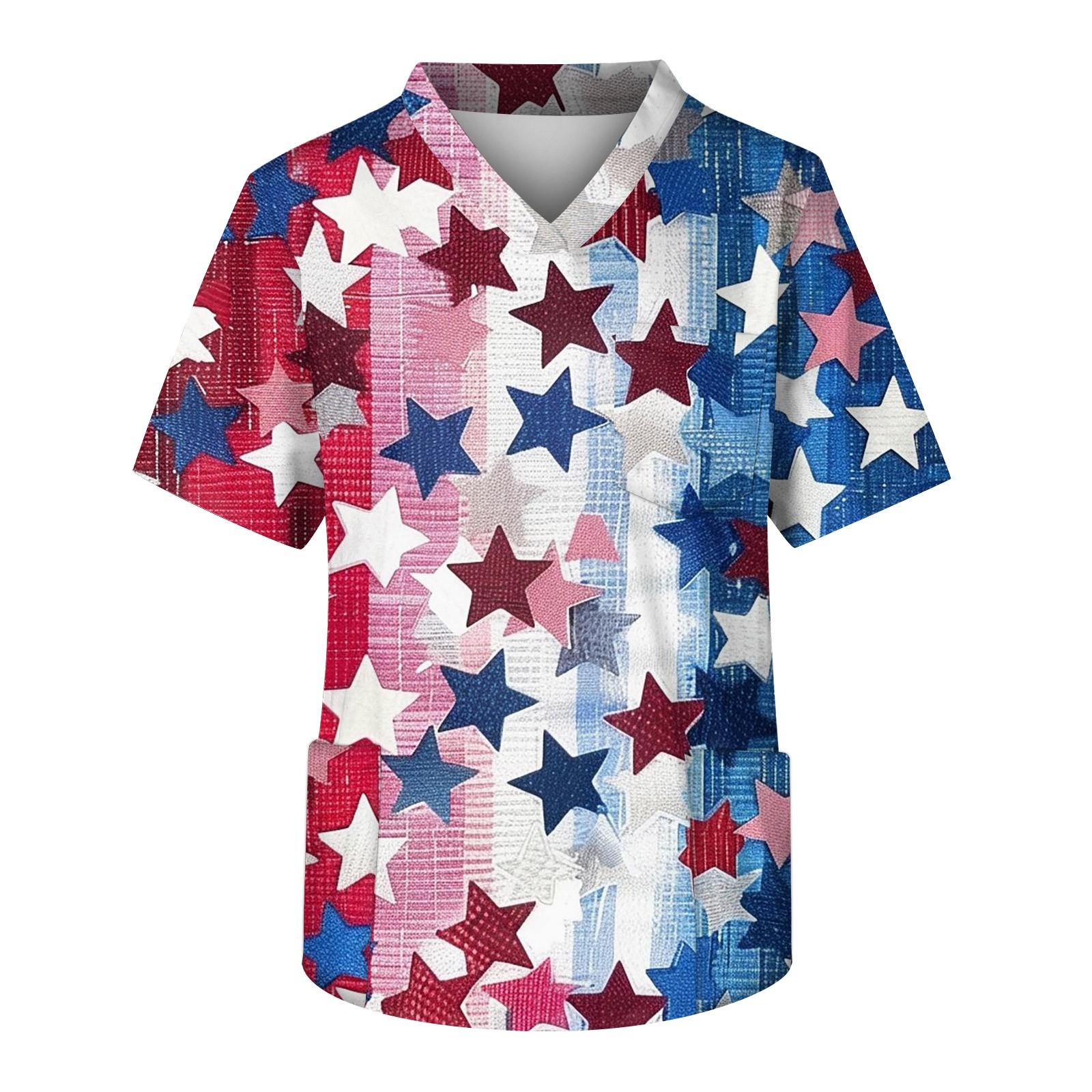 

Мужской топ с короткими рукавами и V-образным вырезом в честь Дня независимости и нагрудным карманом XL розовый