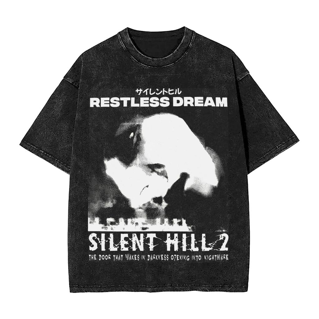 Silent Hill 2 Restless Dream T Shirt Washed Style Tshirt Men Women Pure Cotton Loose Tee Shirts Vintage Graphic Printed T-shirt