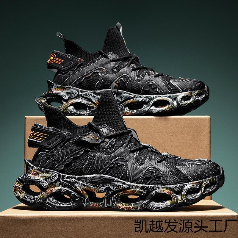 Scarpe da uomo autunno nuovo taglia grande scarpe da papà scarpe sportive nazionali calzini casual a trama volante bocca scarpe da corsa