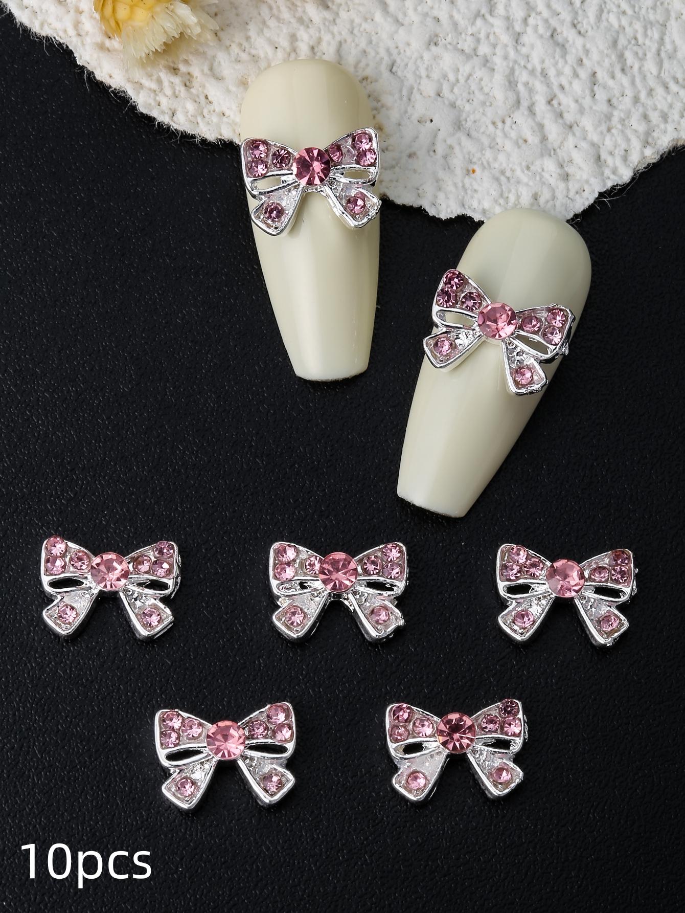 

Серебряные подвески-бантики для ногтей 10 шт. 3D сплав DIY украшения для ногтей принадлежности для ногтей 2025 подарок для девочек