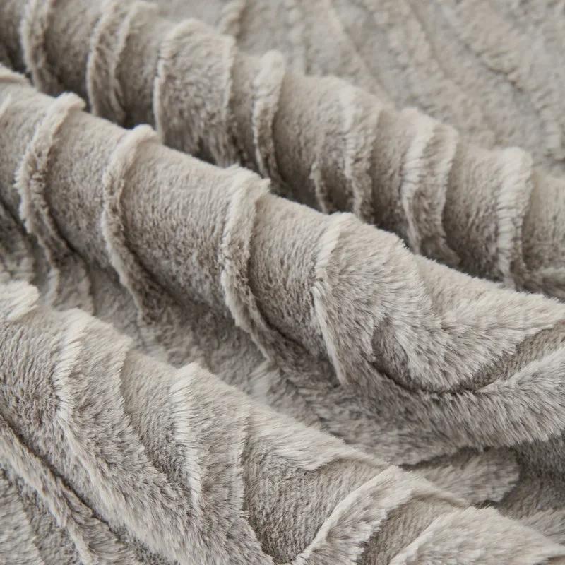 Thicken Rabbit Plush Sofa Cover Striped Sofa Cushion Anti-slip Couch Slipcover for Living Room Couch Covers for Sofas