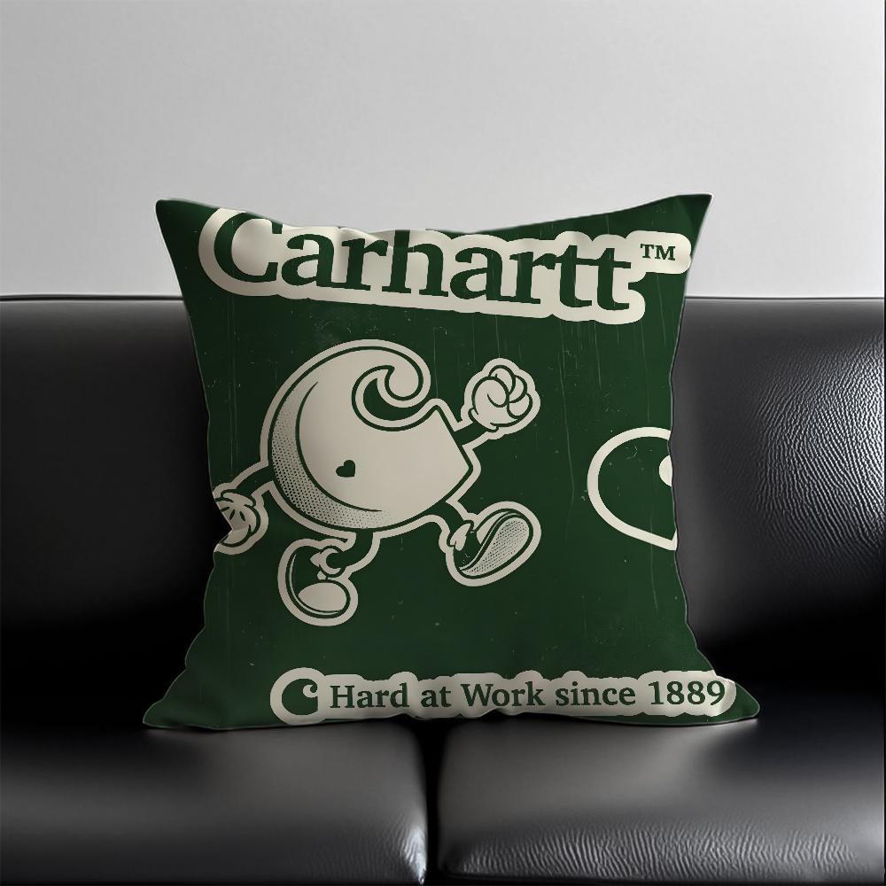 Módní povlak na polštář s logem C-Carhartt, proti roztočům, s neviditelným zipem, hebký krátký plyš, potah na polštář na pohovku