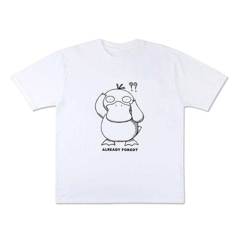 

Miniso Pokémon Anime Peripheral Psyduck Sketch T-shirt Short Sleeved 2025 Summer New Women s Harajuku Loose Casual Cute Top 4XL