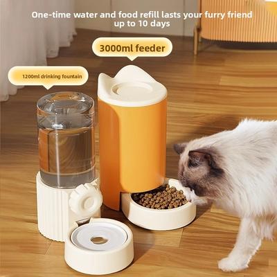 Katzenwasserspender, Hundehaustier-Futterautomat, Hunde-Wassertrink- und Fütterwunder, Tragbar und ohne Stecker