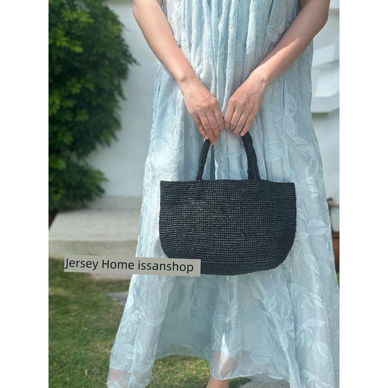 

Корейская Серия Европейский и Американский Простой Черный Плетеная из Рафии Сумка Ручной Работы Пляжная Сумка для Отпуска Женская Летняя Дорожная Сумка-Тоут Black