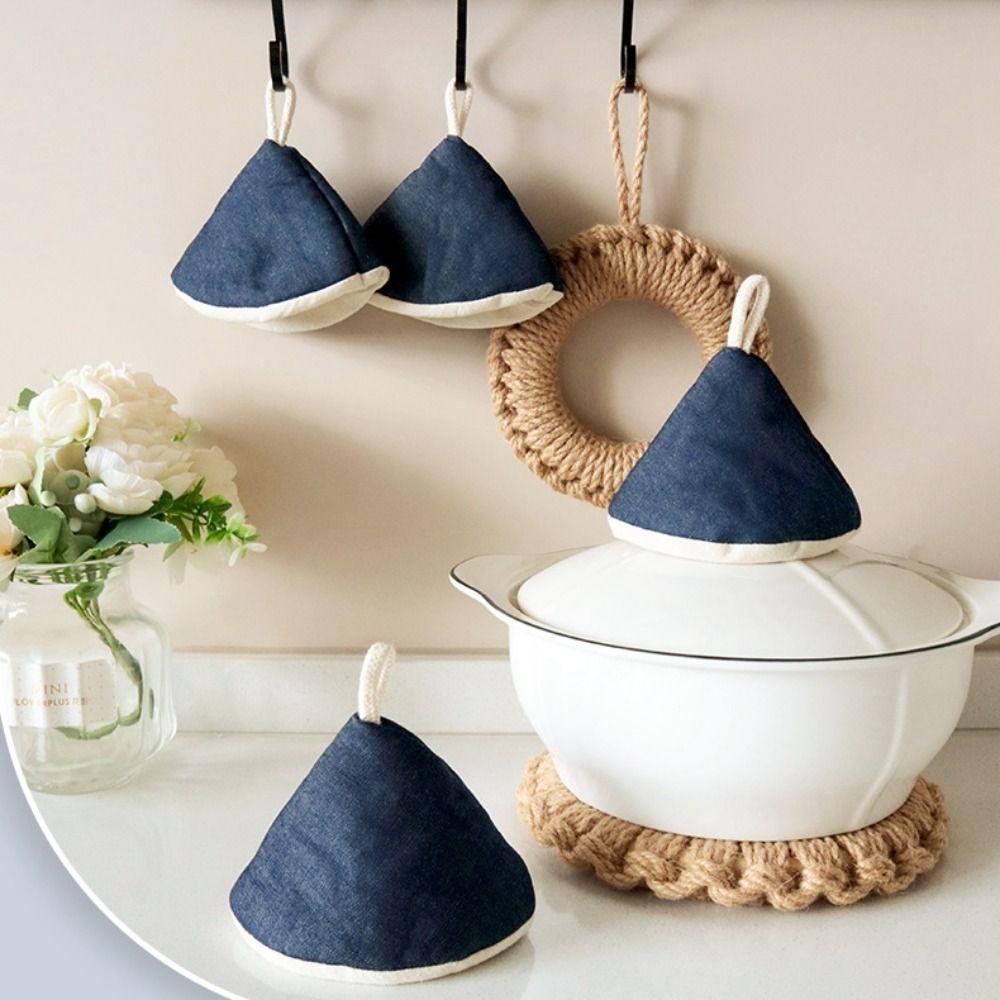 2PCS Cotton Mini Pot Hat Microwave Safe Pot Handle Gloves Anti-Scalding Pot Hat  Microwave Cooking