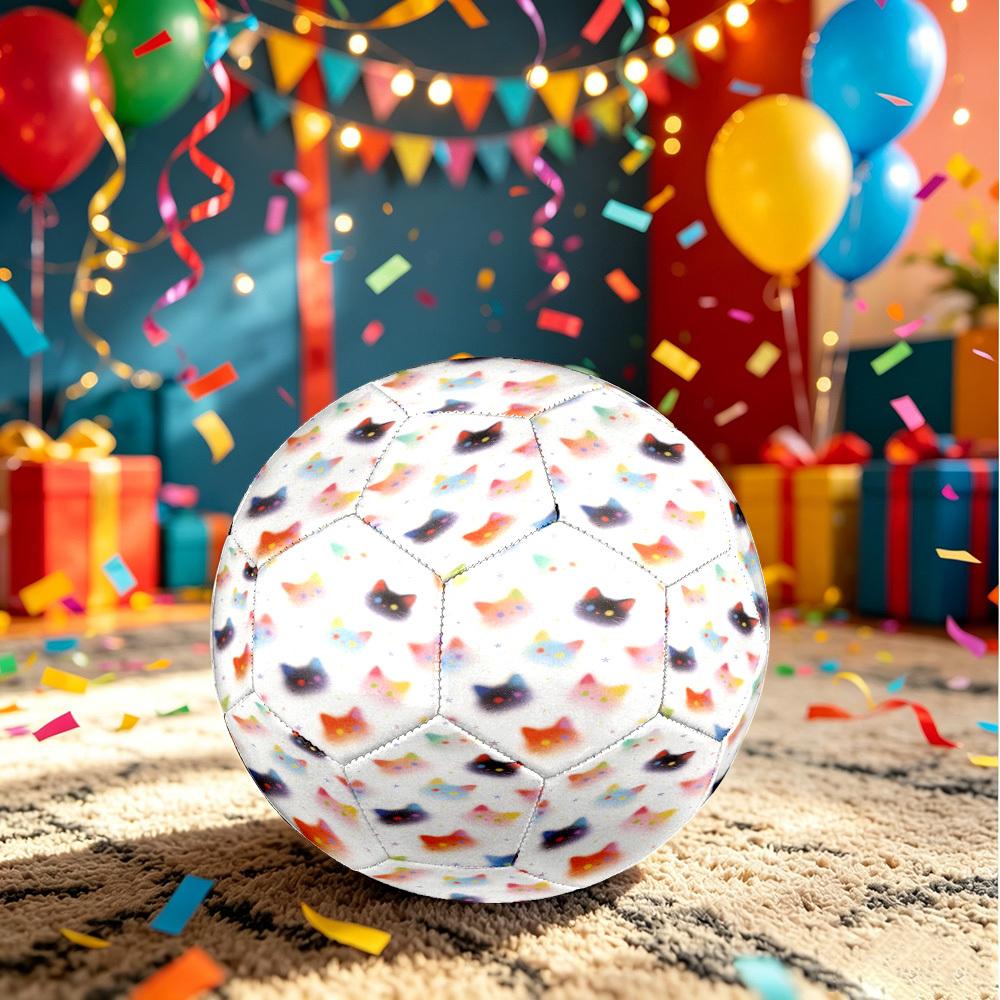 1pc Colorful Cats Theme Soccer Ball Football, Size 5, Lightweight PVC, Outdoor Training Soccer Ball,Gift C65110