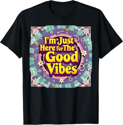 Hippie Good Vibes Slogan - Positive Retro 70s Style T-Shirt