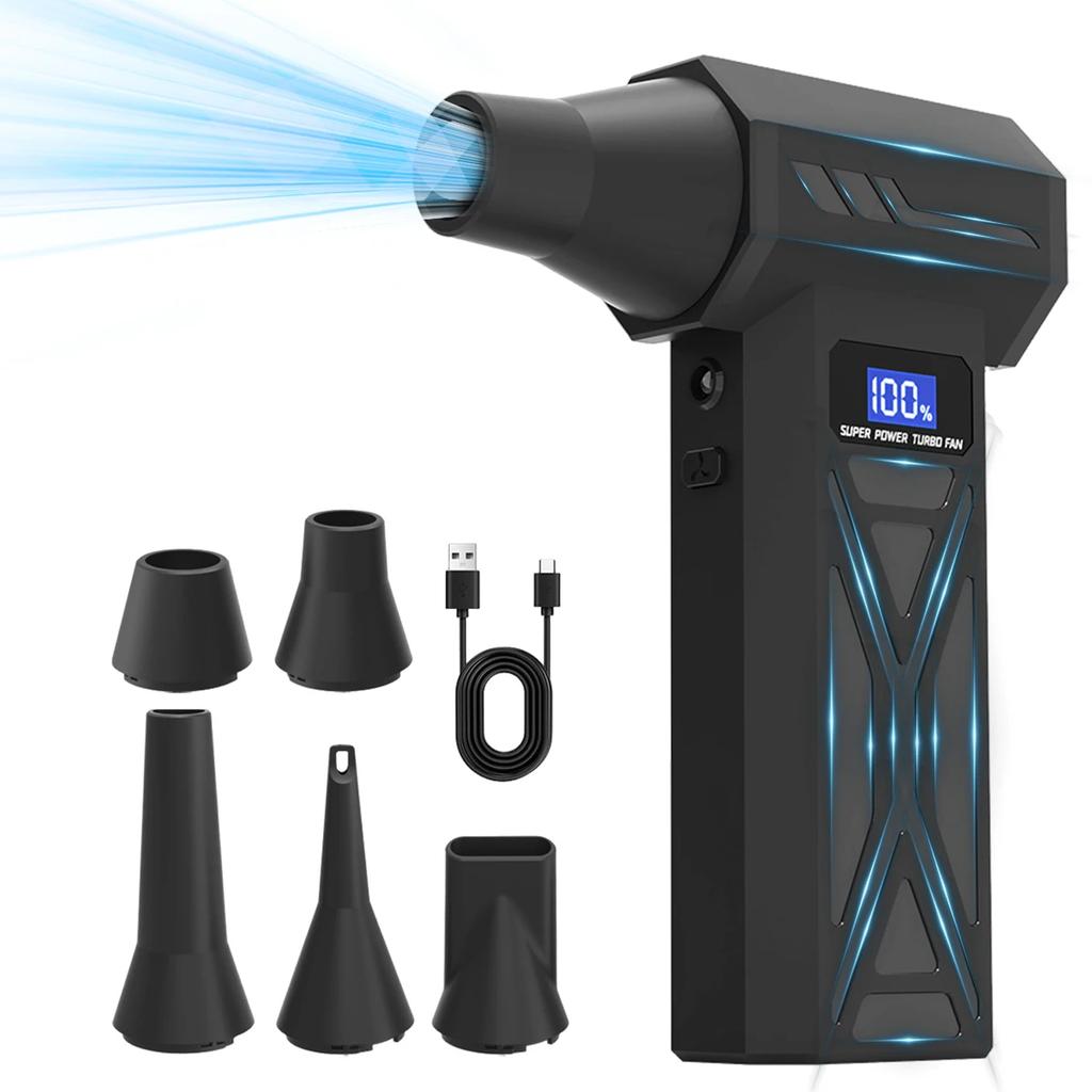 Nuovo soffiatore d'aria P70 110000 giri/min 4 marce regolabili soffiatore turbo a getto con luce LED display batteria senza fili compressore d'aria antipolvere