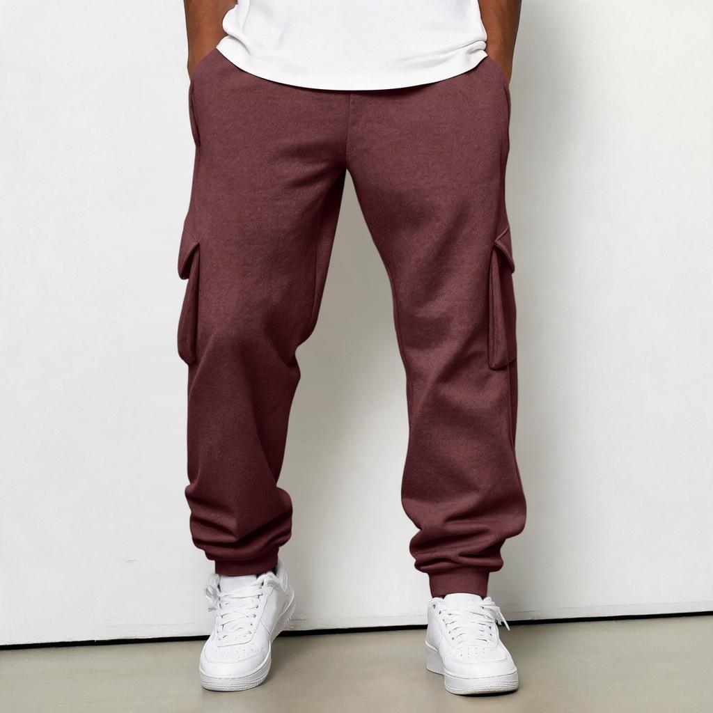 Men's Cargo Joggers with Elastic Waistband and Drawstring, Tapered Leg Casual Pants