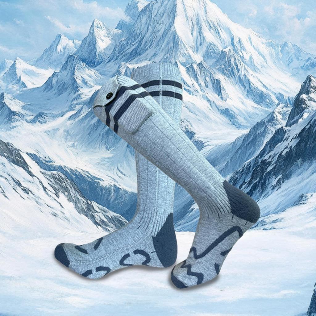 USB Heated Socks with 4 Heating Levels, Electric Foot Warmer for Men & Women in Skiing, Hiking & Winter Work