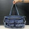 Ladies Washed Denim Tote Bag American Retro Versatile Locomotive Bag