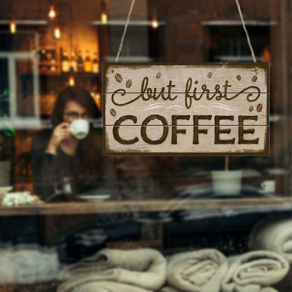 Coffee Sign Door Sign Reminder Signs Door Plate Convenient to Use Door Hanger  Cafe