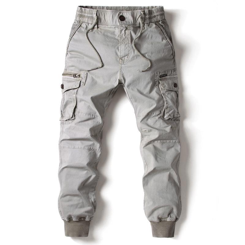 2024 Spring/Summer Men's Solid Color Casual Cargo Pants 8017, Plus Size Available