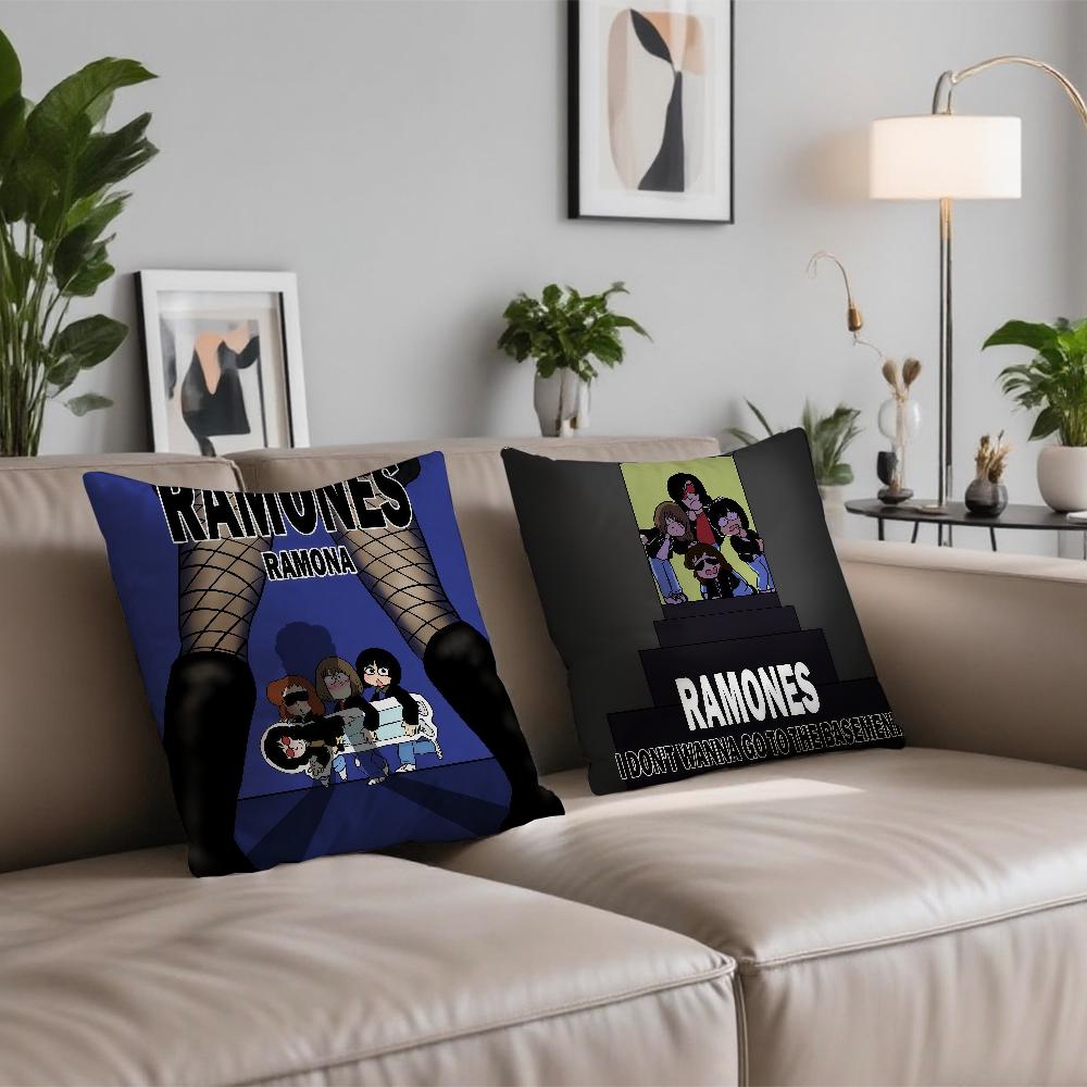 Rock Band R-Ramones cushion cover Double Sided Printed Polyester Pillowcase Pattern Decorative Zipper Cushion Cover