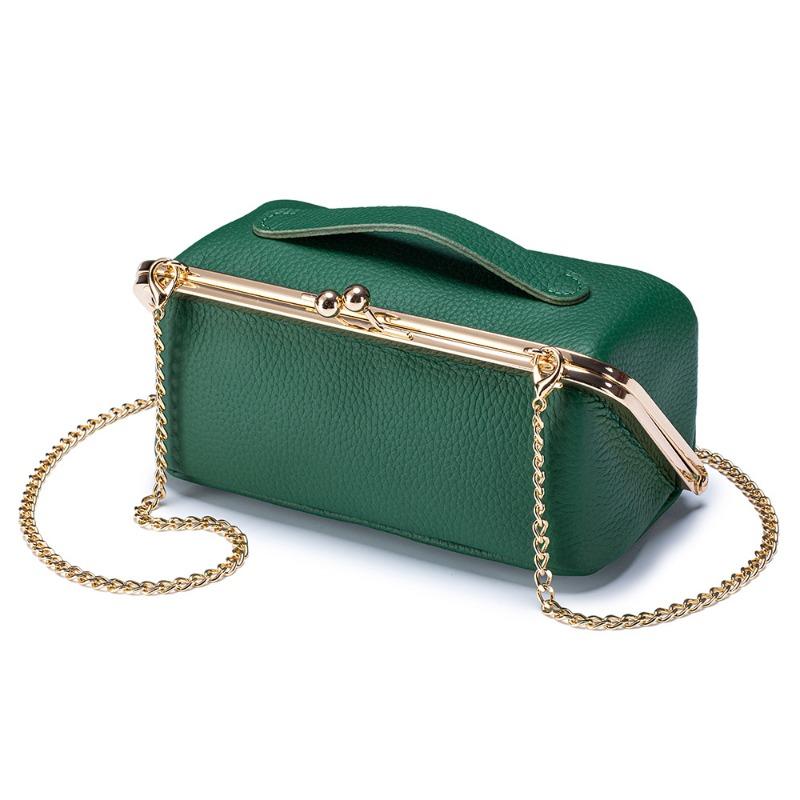 

New first-layer cowhide clip toilet bag travel portable storage bag large capacity leather cosmetic bag skin care bag зелений