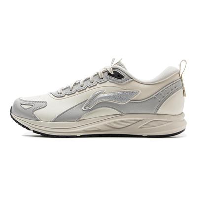 Li Ning Trendy Fashion Non-Slip Wear-Resistant Low-Top Casual Running Shoes Men Sneakers Beige Silver AGLU313-3