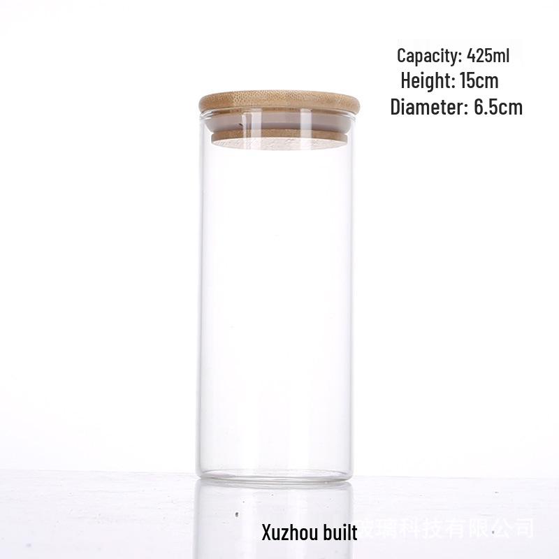 Borosilicate Glass Storage Jar with Bamboo Lid - Ideal for Grains, Seasonings, Candy, or Tea.