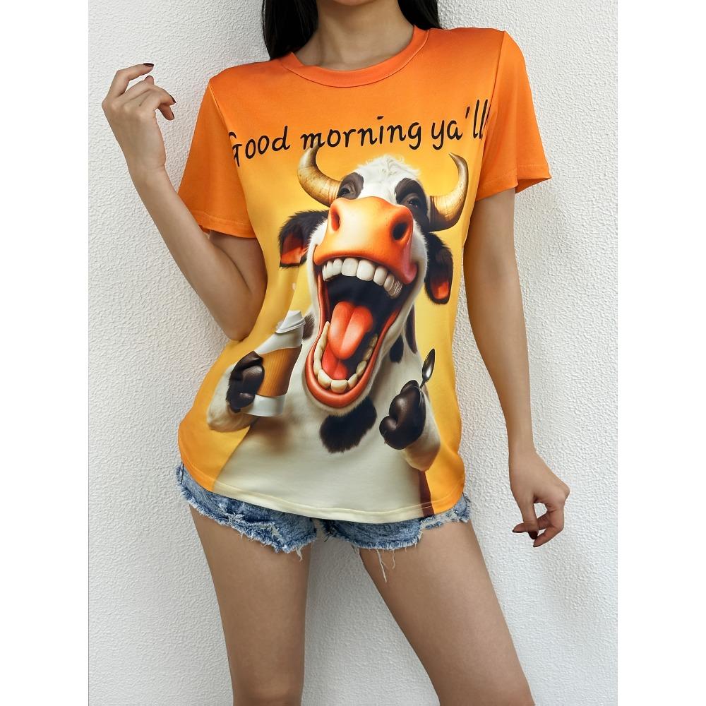 Summer Women s T Shirt Retro 3d Animal Printing Fashion Elegant Casual Plus Size Short Sleeve Women s Clothing XXS