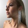 1 Pair Shiny Rhinestone Chandelier Tassel Earrings Long Ear Dangle Earring Geometric Shape Bridal Dangling Fringe Jewelry