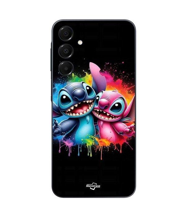 Cover per telefono - Maniacase - Samsung Galaxy A16 - Silicone - Flessibile - Stitch Angelo colorato nero