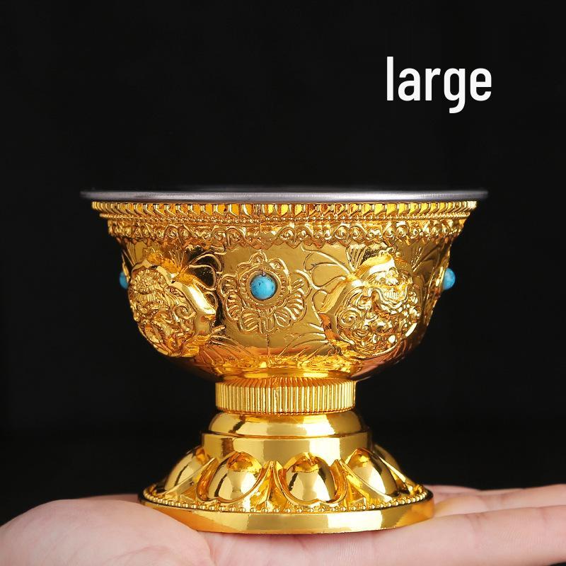 Bofu Auspicious Symbols Water Offering Cups Set with Liner - Holy & Purifying Dharma Protector Bowls