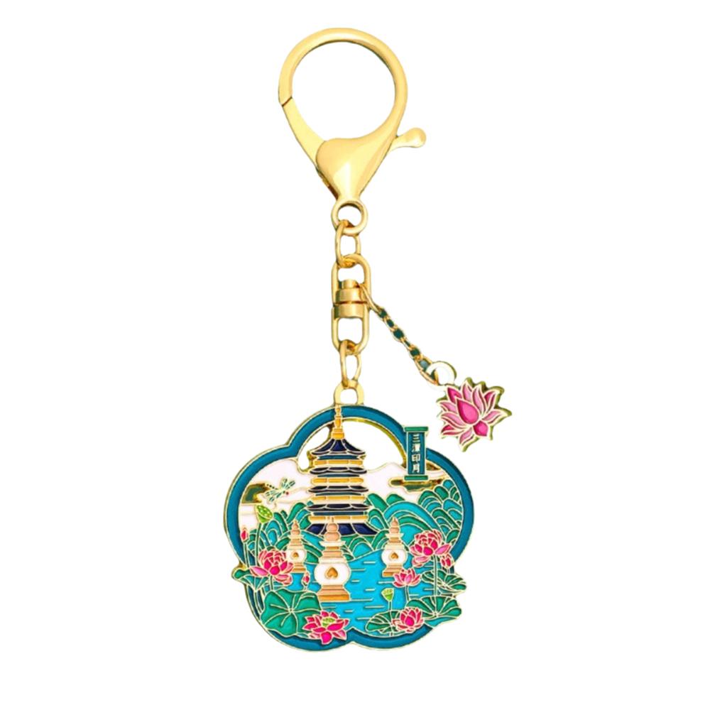 Exquisiter Schlüsselanhänger im chinesischen Stil Metall Schlüsselanhänger für Auto Persönlichkeit Vintage Blumenanhänger Handwerk Geschenk