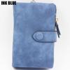 Cartera de mujer de cuero nobuk, billeteras cortas para mujer, tarjetero múltiple de 3 pliegues, billeteras de alta calidad para mujer, funda para monedero