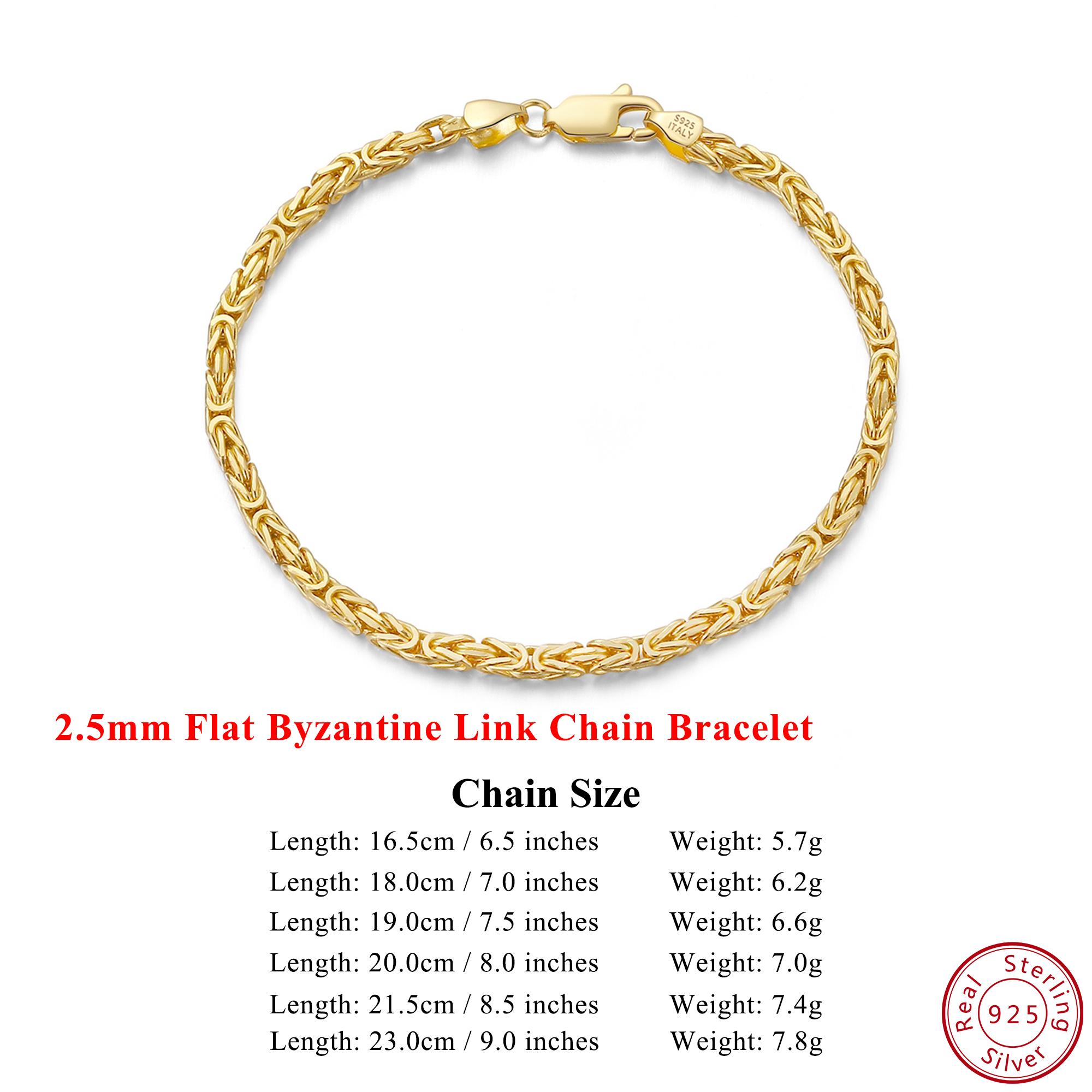 

EFFIE QUEEN 925 Sterling Silver Italian 2.5mm Flat Byzantine Link Chain Bracelet for Women Men Handmade Bracelet Jewelry SB122 16.5cm