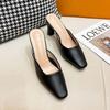 Fashion 7CM High Block Heels Mules Shoes Ladies Pointed Toe Wedges Slides Shoes Woman U Open Slingback Sandals Femmes Pantuflas Slippers