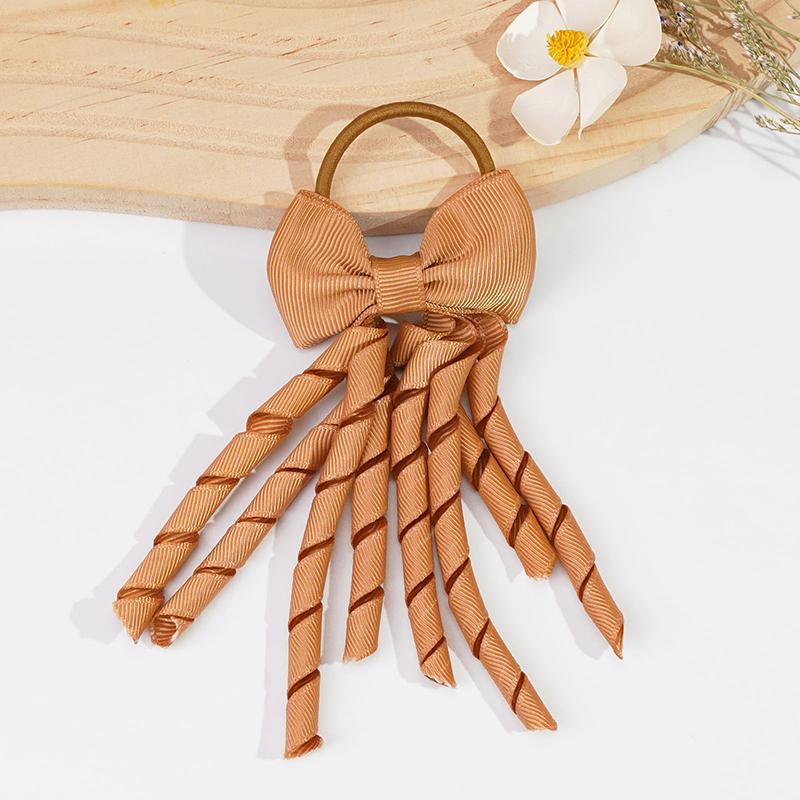 Grosgrain Ribbon Long Hair Ties Bows For Baby Girls Curly Hair Bows Elastic Colorful Kids Hair Band 2Pcs/Lot Whole