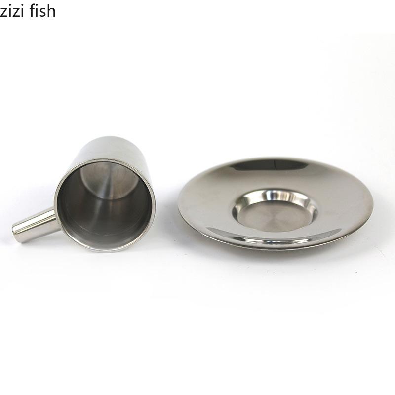 

80ml Espresso Cup Stainless Steel Coffee Mug Water Cups Breakfast Cup Dessert Plate Thermos Cups Milk Mug Milk Tea Mugs 51-100ml