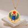 Dawapara Egyptian Scarab Beetle Pendant Necklace Ancient Egypt Jewelry Protection and Blessing Amulet Stainless Steel Necklace