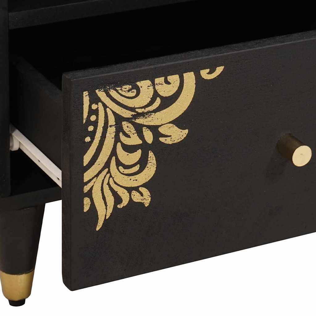 Nightstand Black 40 x 33 x 46 cm Solid Mango Wood