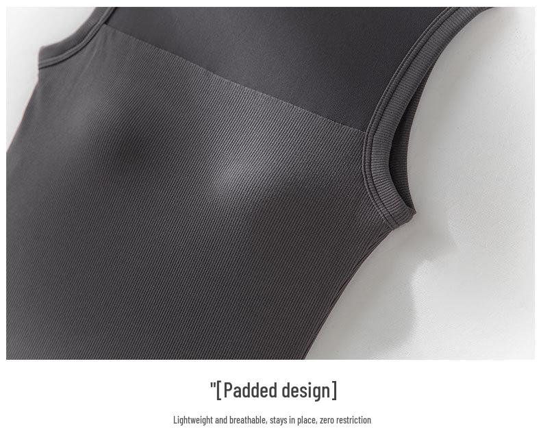 Spring/Summer Spaghetti Strap Tank Top with Built-in Bra - Slimming, Sleeveless Yoga Vest & Versatile Base Layer for Outdoor Wear