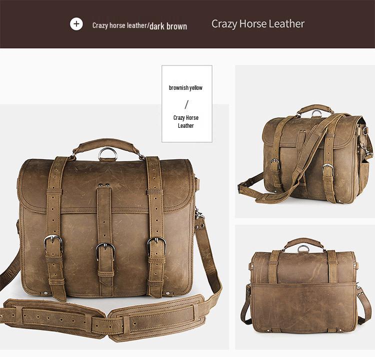 Jiameda Men's European & American Style Briefcase Handbag Crossbody Backpack