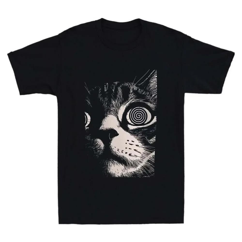Psychedelic Cat TShirt Trippy Shirt Gothic Round Neck New Clothing Aesthetics Fashion Casual Style Trendy Street Print TShirt M