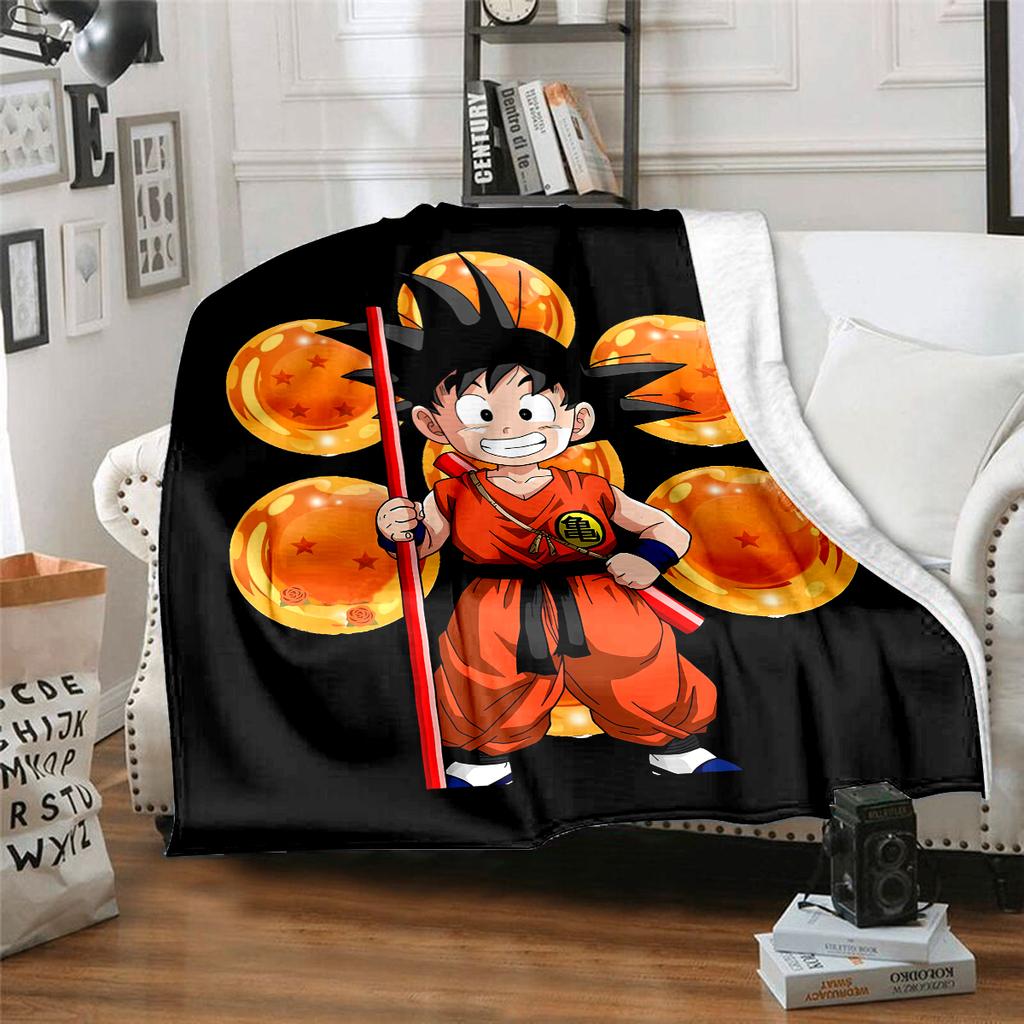 1pz Coperta in Flanella con Stampa Son Goku, Alta Qualità per Tutte le Stagioni, Decorazione per la Casa, Calore e Comfort, Perfetta per Regali di Natale