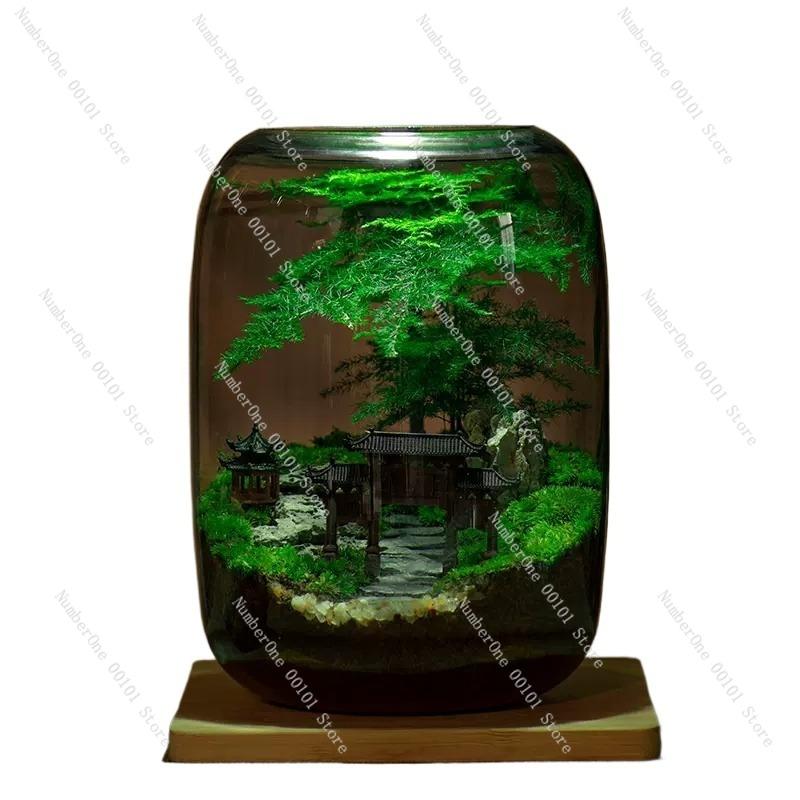Ökologische Glasflasche für Mikrolandschaften, Büro-Bonsai-Pflanzgefäß, Aquarium mit dekorativen Ornamenten für einen stilvollen Schreibtisch