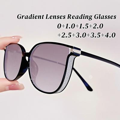 Madingi gradientinės spalvos skaitymo akiniai moterims ir vyrams, prabangūs blizgantys rėmeliai, akiniai toliaregystei, unisex, kvadratiniai, presbiopijai, nuo 0 iki +4,0
