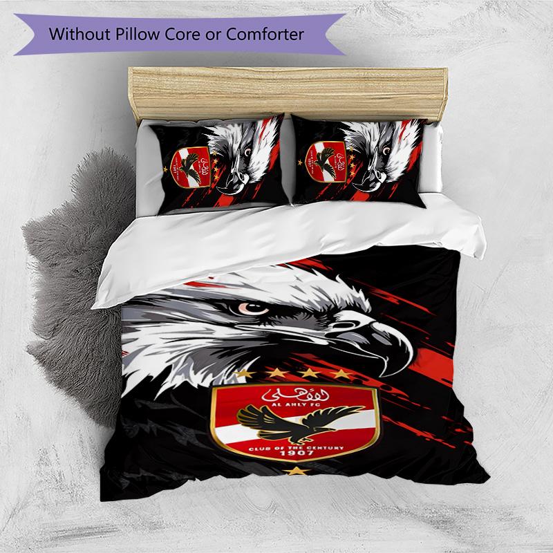 Al Ahly Printed 3PCS Bedding Set Soft Breathable Duvet Cover Pillowcases Set Washable Bedroom Decor Home Gift
