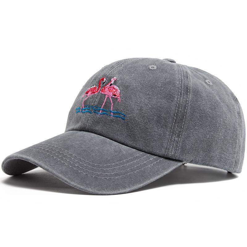 Flamingo Print Women's Baseball Cap Embroidery Washed Cotton Men's Caps Casual Retro Sport Summer Fashion Sun Visor Hat Unisex