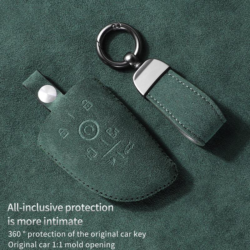 Suede Car Key Cover Case for Chevrolet Tahoe Suburban for GMC Yukon for Buick ENVISION S Plus Protection 2020 2021 2022 2023