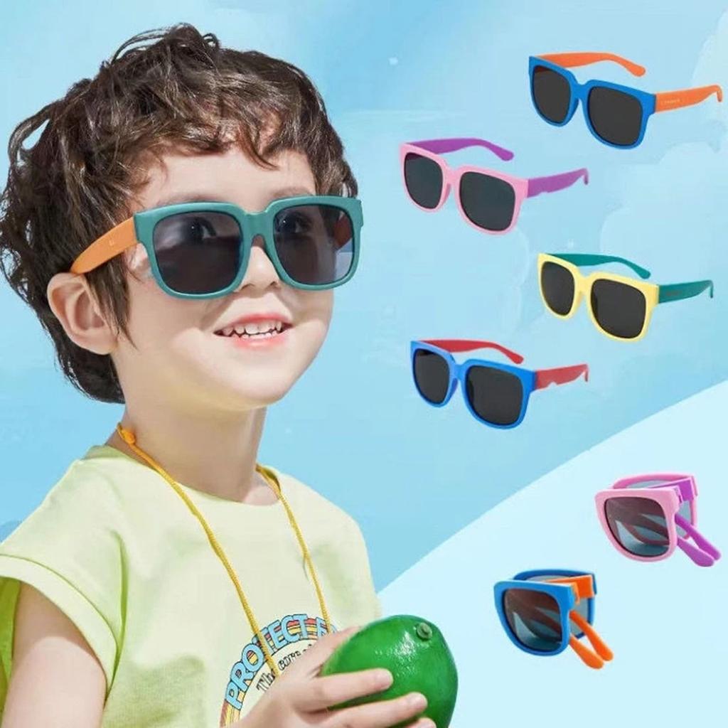 Children Foldable Portable Square Sunglasses for Kids Vintage Sports UV400 Shades Glasses Boys Girls Baby Summer Outdoor Eyewear