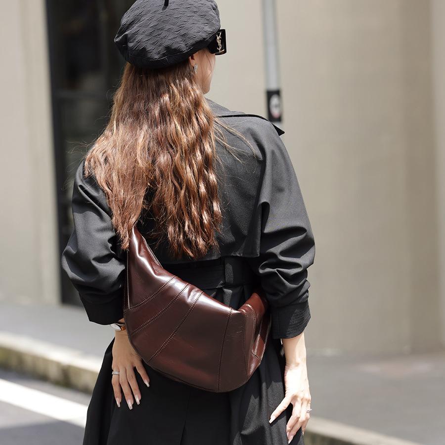 Large Capacity Dumpling Bag Versatile Leather Women's Bag New Messenger Shoulder Bag Commuter Croissant Bag