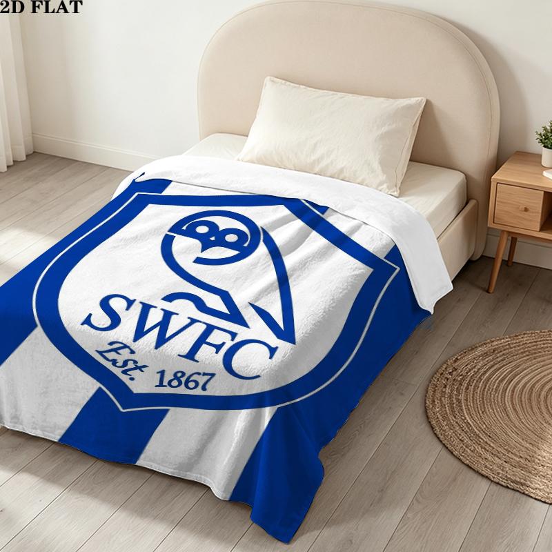 Sheffield Wednesday Druck Flanelldecke, Hohe Qualität, Bequem für alle Jahreszeiten, Heimdekoration, Wärme und Komfort, Perfekt für Weihnachtsgeschenke