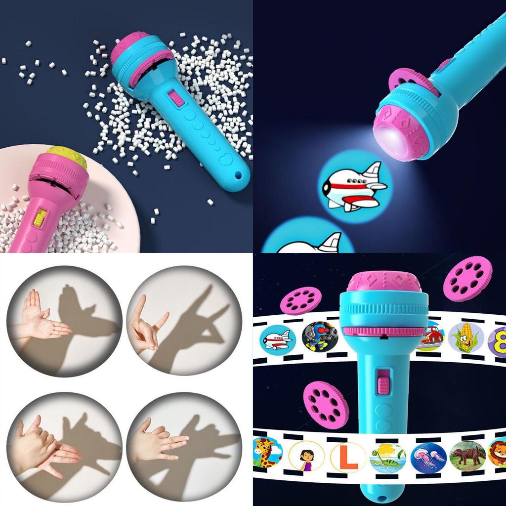 Kids Projection Flashlight Fun Bedtime Stories Toy For Early Learning.