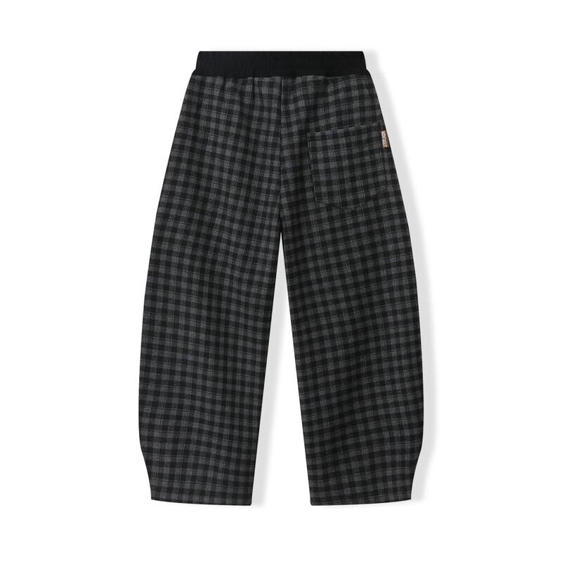 Mengte Jiao Girls' Modern Plaid Wide-Leg Casual Pants