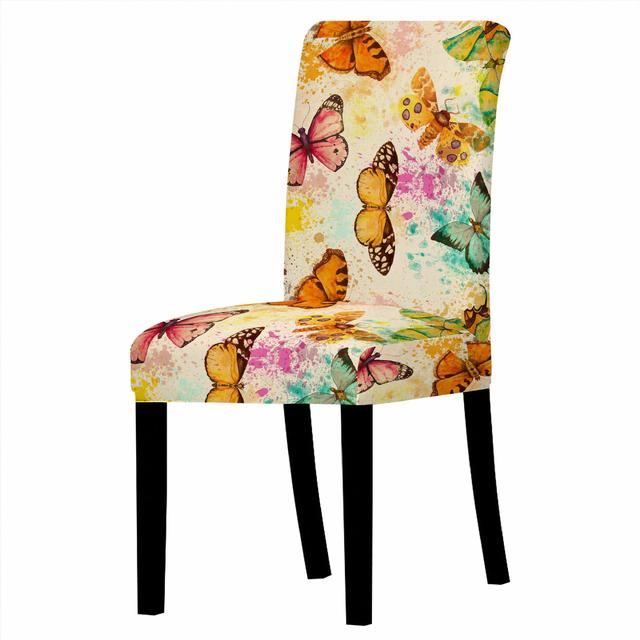 

Эластичный чехол на обеденный стул с принтом бабочки, эластичный пылезащитный чехол для стула, защитный чехол для кухонных табуретов, домашний декор для отеля Universal Size